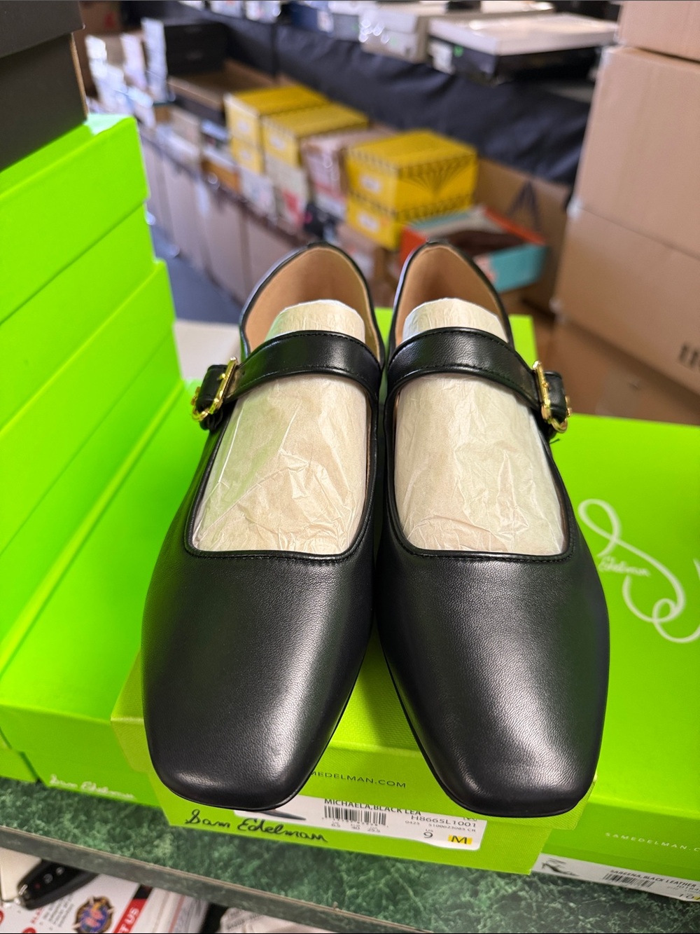 Sam Edelman Michaela Black Leather Buckle Mary Jane Flats - Picture 5 of 6
